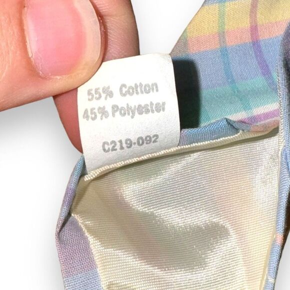 70s Pendleton Pastel Check Cotton Neck Tie - Picture 6 of 6